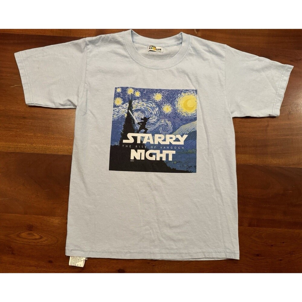 Van Gogh Starry Night The Rise Of Van Gogh Graphic T Shirt Light Blue Size XS